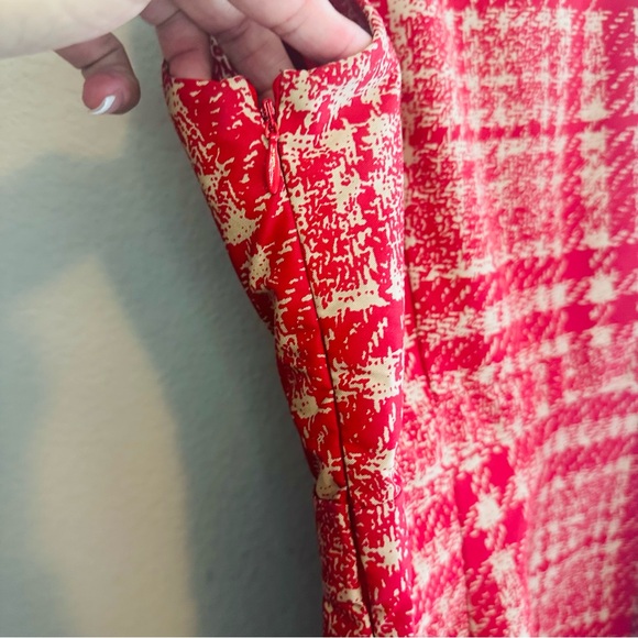 Merona Sz 10 Fit & Flare Plaid Dress Red Black VTG Style Cottagecore Academia - Picture 8 of 11
